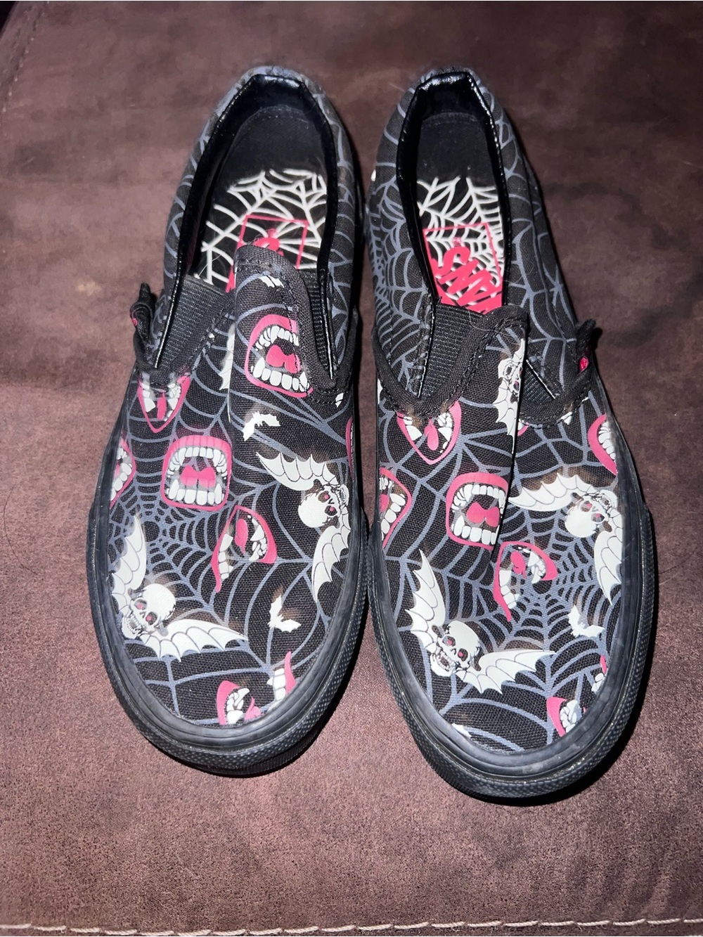Kids Black Vampire Bat Slip-On Vans size Y3